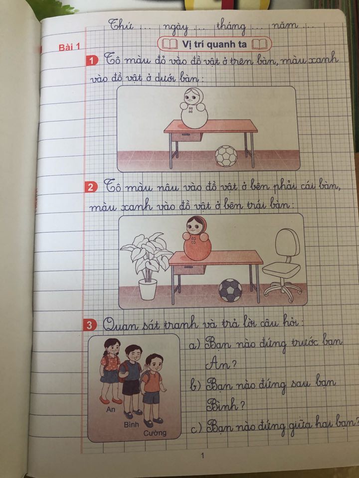 Bộ vở ô li bài tập Toán lớp 1