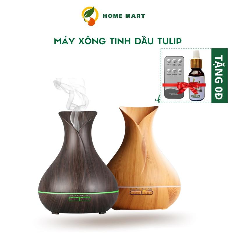 Máy xông tinh dầu Tulip phun sương tạo độ ẩm không khí, khuếch tán tinh dầu, đèn Led 7 màu, remote điểu khiển từ xa