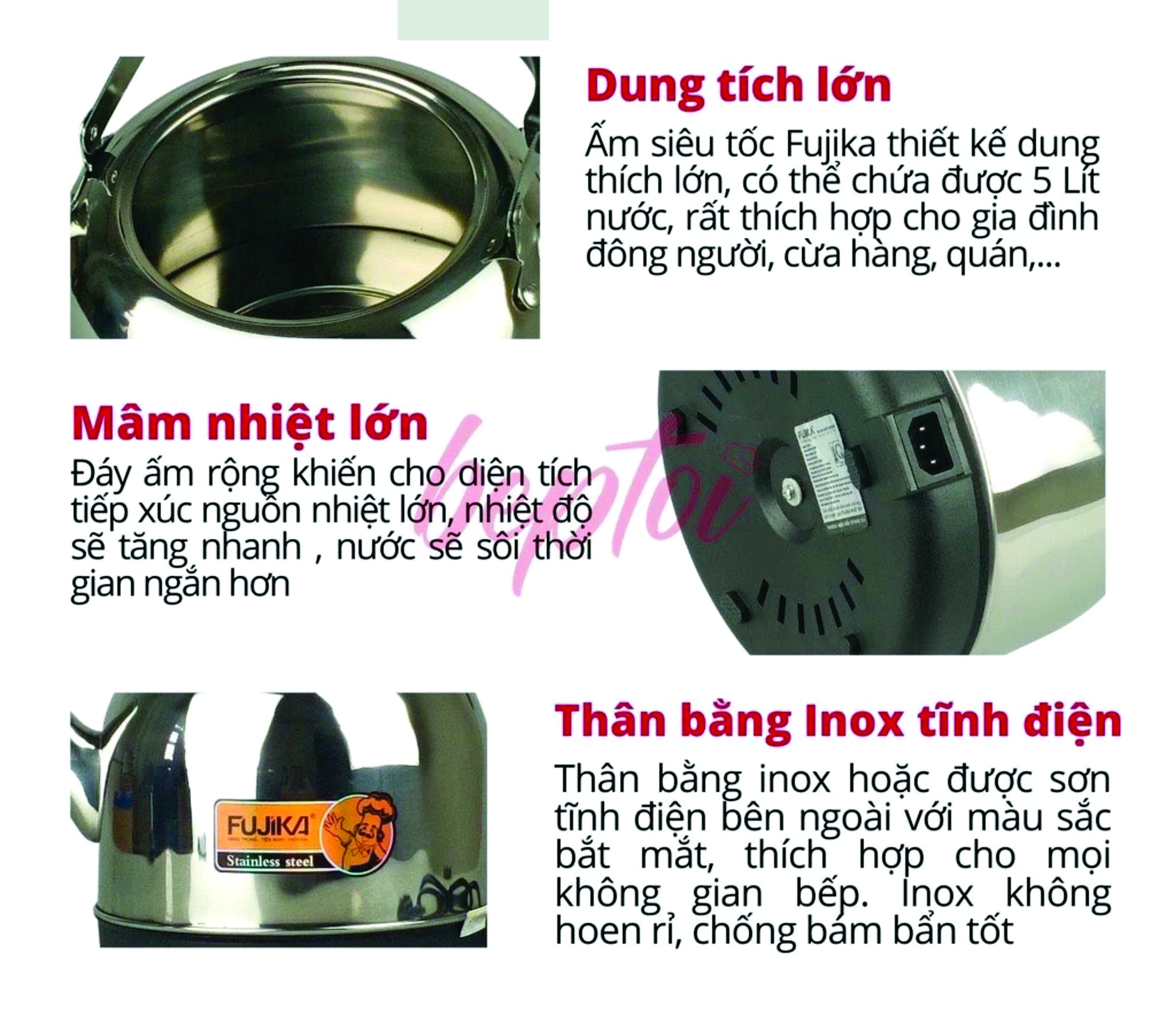 Ấm siêu tốc , bình đun siêu tốc , ấm đun siêu tốc 5L bền đẹp nấu nước an toàn thân ấm inox cao cấp tự ngắt, Công Suất 1500W, Tiết Kiệm Điện hàng nhập khẩu