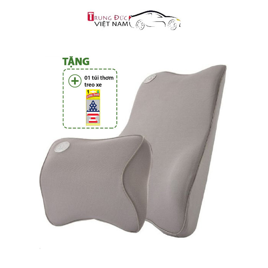 Bộ Gối Tựa Đầu + Tựa Lưng Ô tô TDVN chất liệu cao su non hoạt tính cao cấp  - Hàng Chính Hãng TDVN