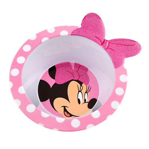 TÔ, CHÉN ĂN HÌNH CHUỘT MINNIE NƠ NỔI 3D MÀU TRẮNG HỒNG CHO TRẺ EM BÉ GÁI - 285CMMTRH