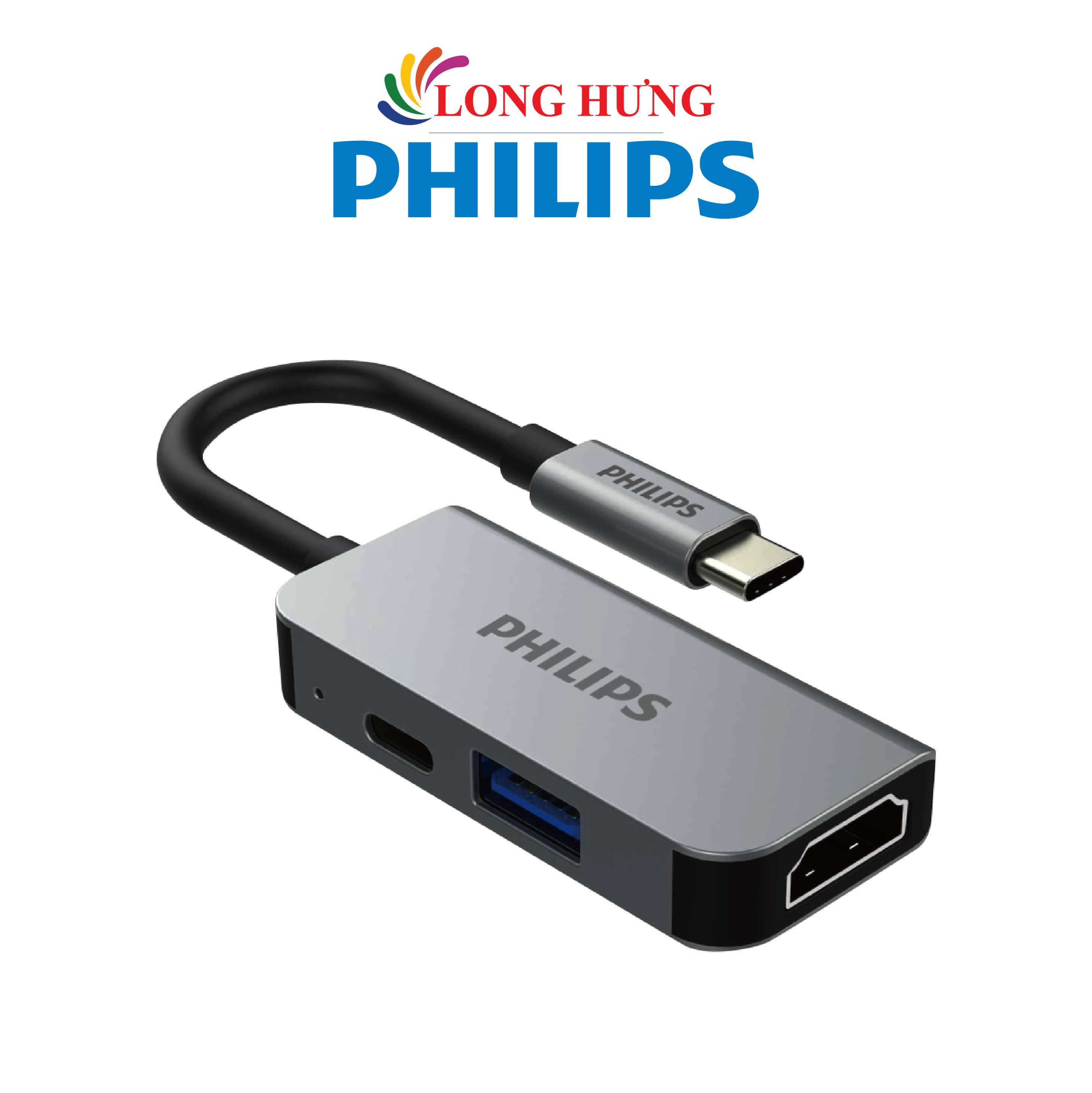 Cổng chuyển đổi Philips 3-in-1 Multifunction Adapter USB-C Hub SWV6113G/59 - Hàng chính hãng