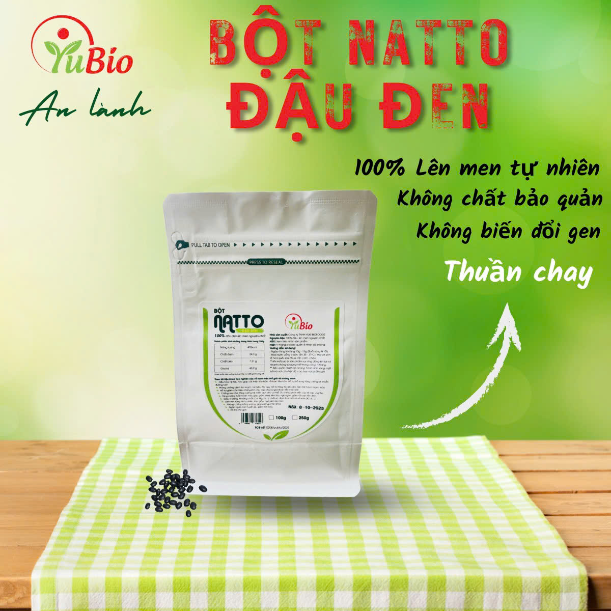 BỘT NATTO ĐEN YUBIO - 250G
