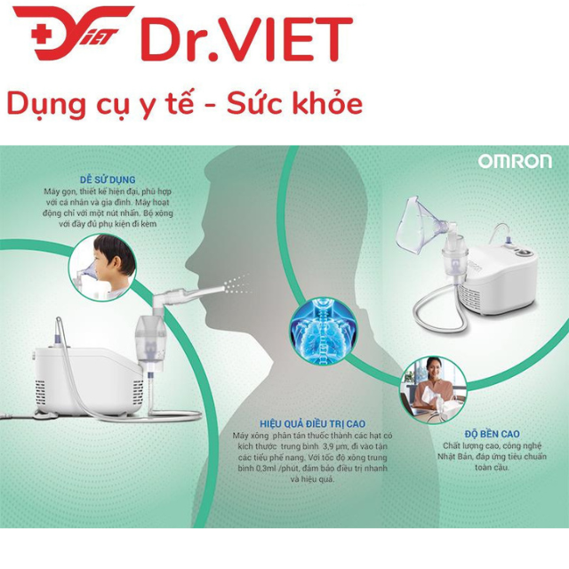 Máy xông mũi họng OMRON NE-C101 Chính hãng-hỗ trợ về đường hô hấp, bảo hành 2 năm toàn quốc