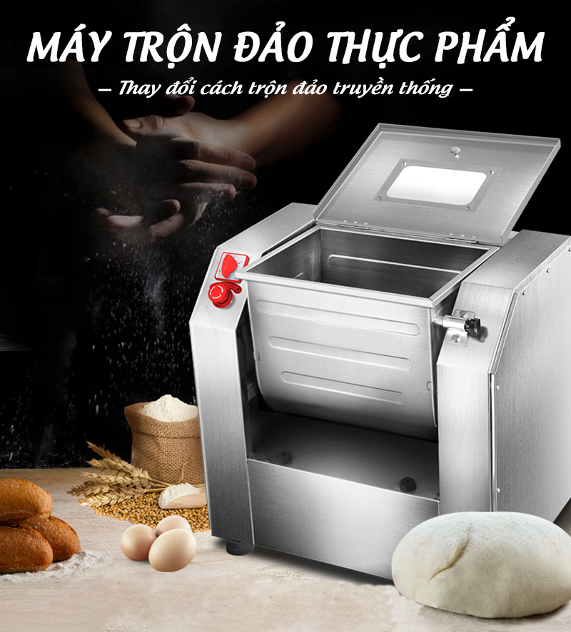 Máy trộn, đảo bột, thịt, cá, chà bông, thực phẩm công nghiệp đa năng 50L nằm ngang - Dễ sử dụng, năng suất cao