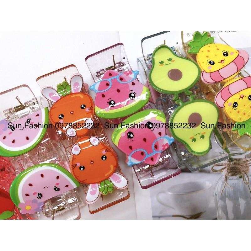 Kẹp càng cua trong suốt 3 răng, 5 răng hình thú, con vật, hoạt hình, trái cây, 12 con giáp màu sắc đáng yêu
