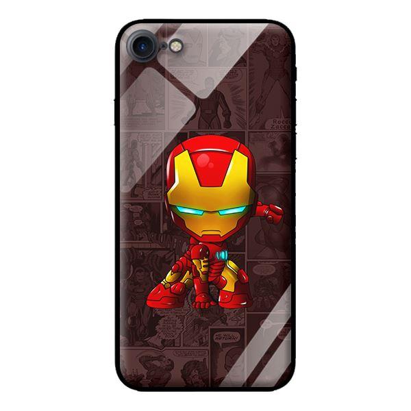 Ốp kính cường lực cho iPhone 8 Người Sắt Chibi - Hàng chính hãng