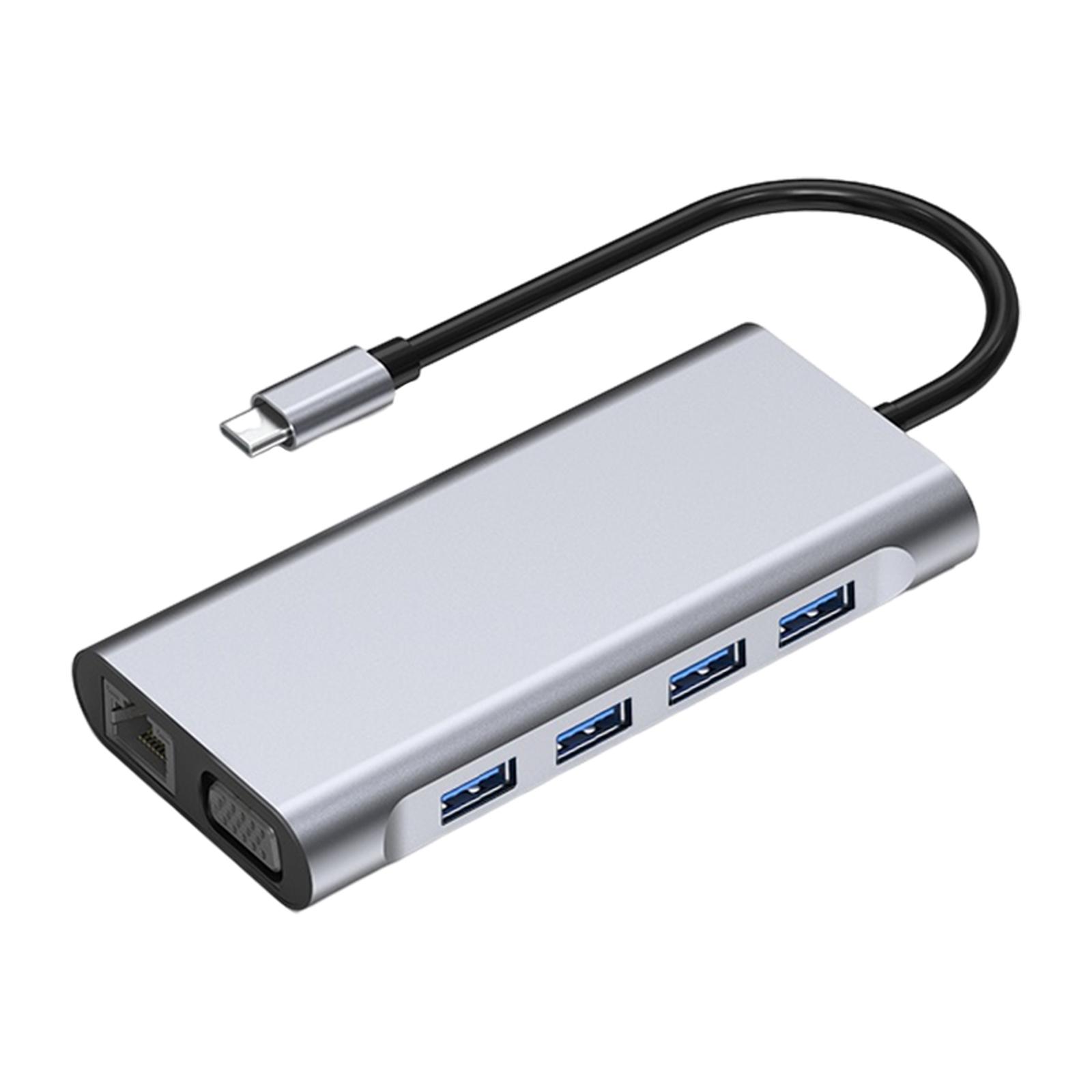 11 in 1 USB C Hub 4 USB 3.0 Ports SD TF Card Reader for MacBook Pro XPS