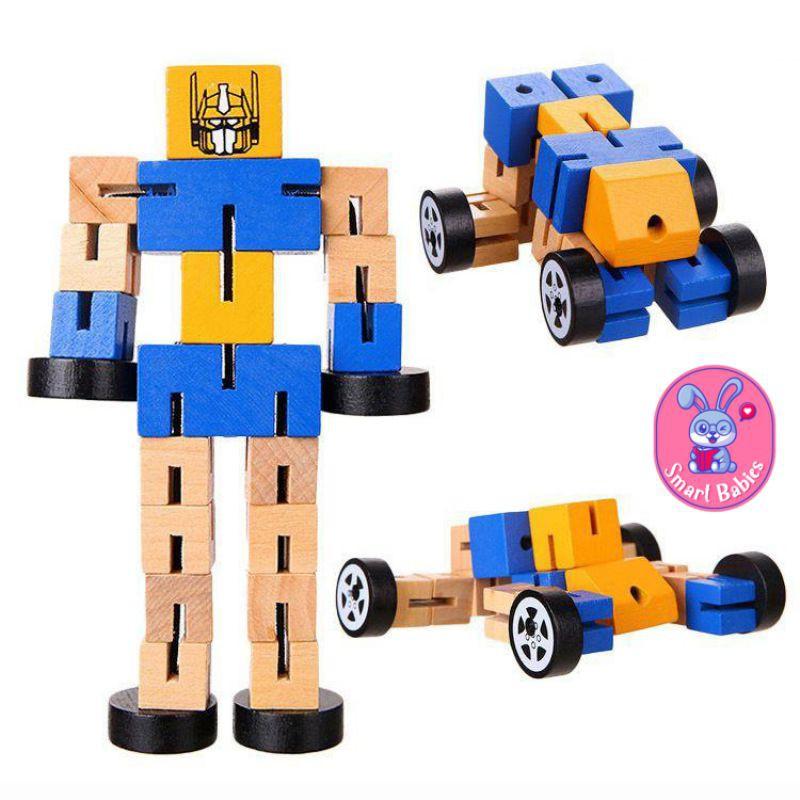 Đồ chơi robot biến hình bằng gỗ cho bé