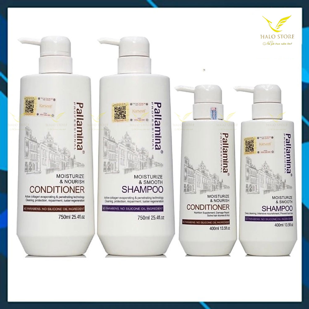 Combo gội Kem ủ Collagen Keratin Pallamina siêu mượt cho tóc khô hư tổn 400ml