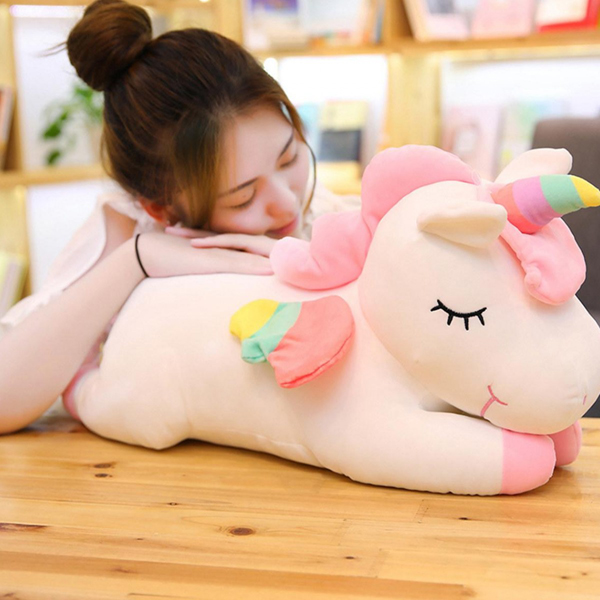 Gấu bông ngựa một sừng unicorn nằm (60 cm) gb45 (Màu Trắng)