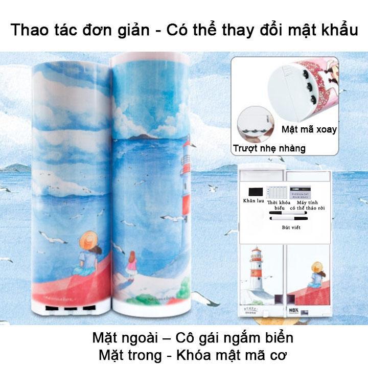 Combo 2 Hộp đựng bút hiện đại có mật khẩu  xoay số thông minh cho các bé trai và bé gái in hình sinh động