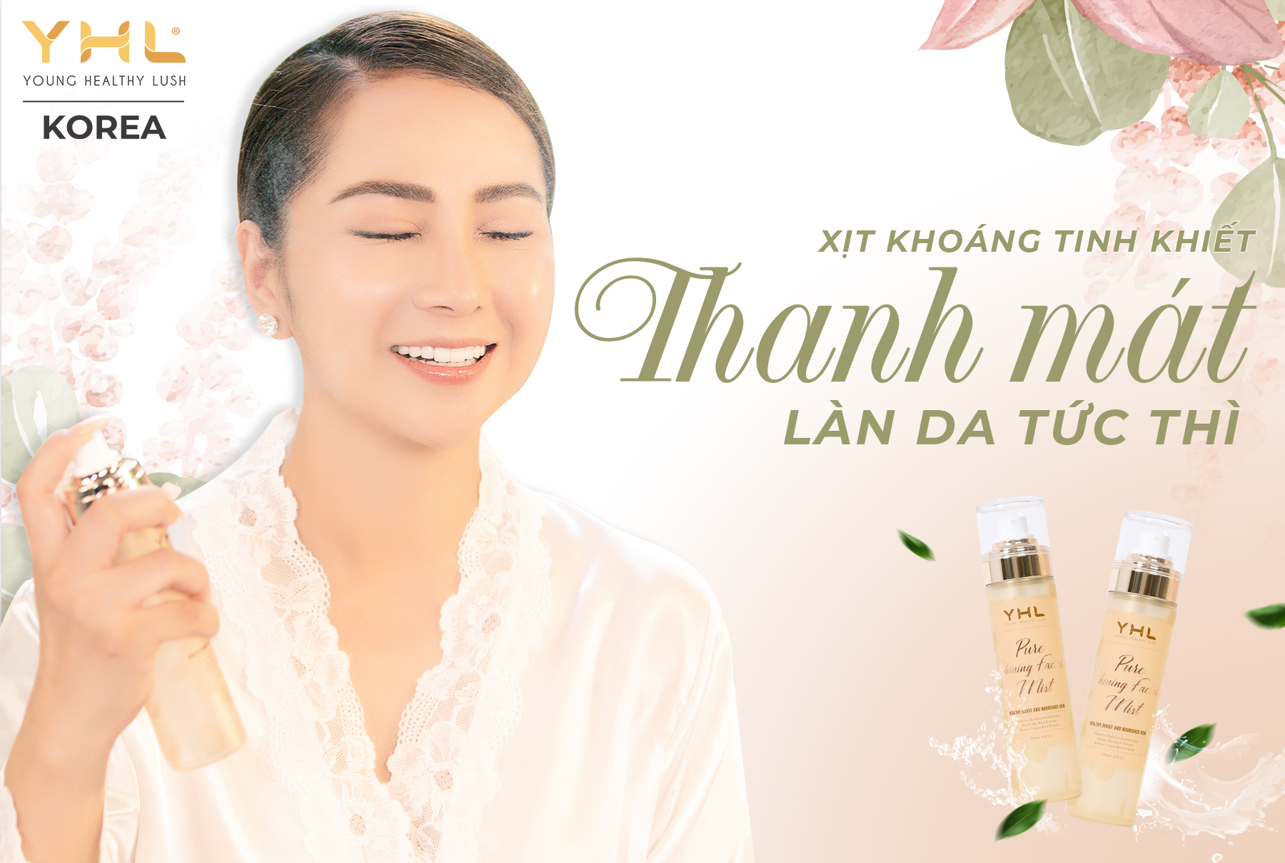 Xịt khoáng tinh khiết YHL cấp ẩm và dịu da 120ml Hàn Quốc