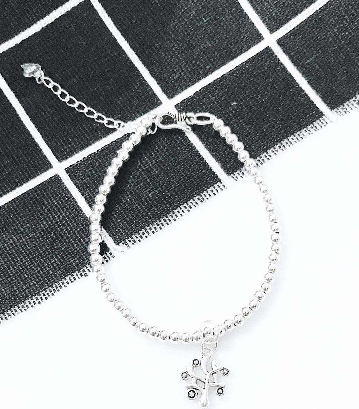 Lắc bi bạc 3mm cây trí tuệ - Ngọc Quý Gemstones