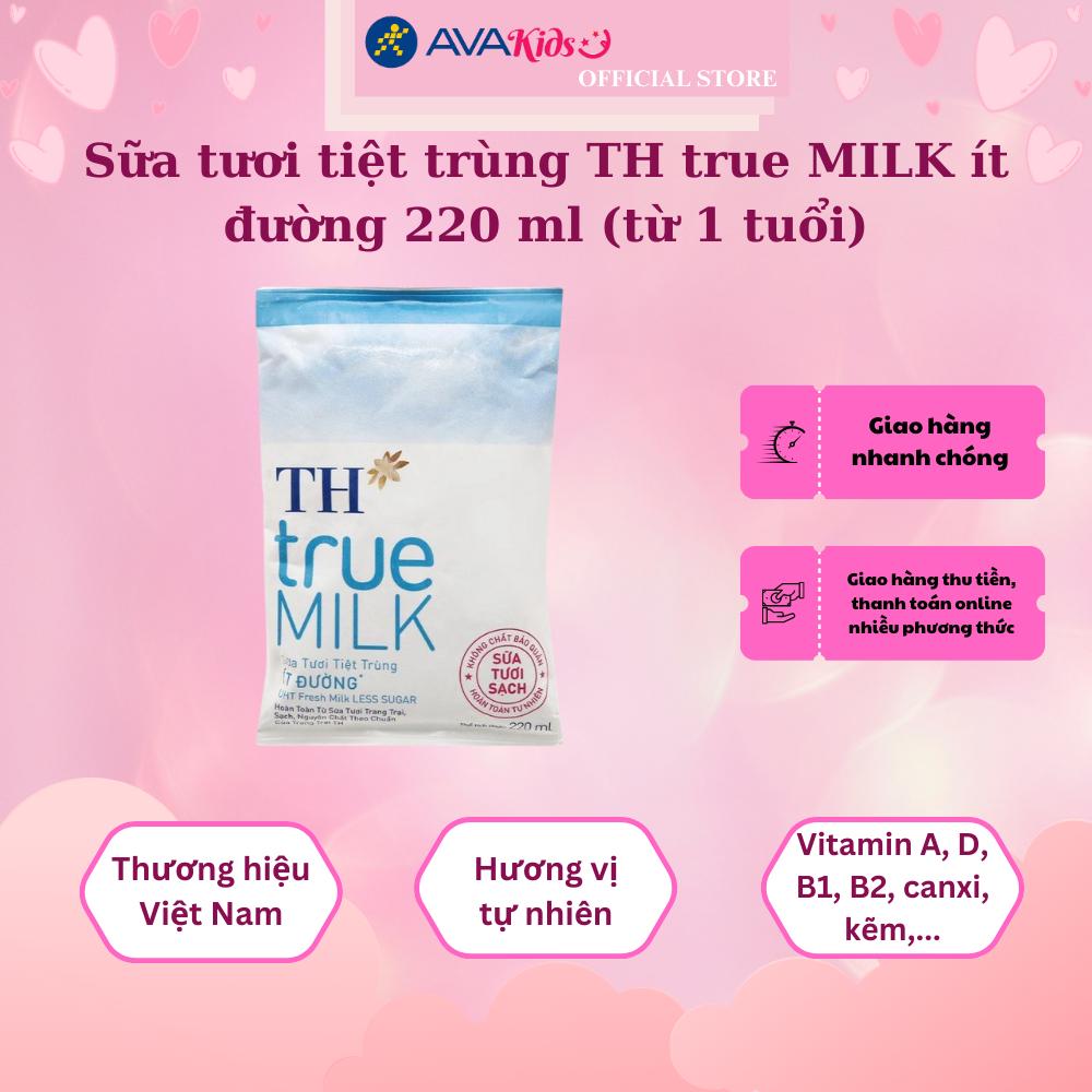 Sữa tươi tiệt trùng TH true MILK ít đường 220 ml (từ 1 tuổi)