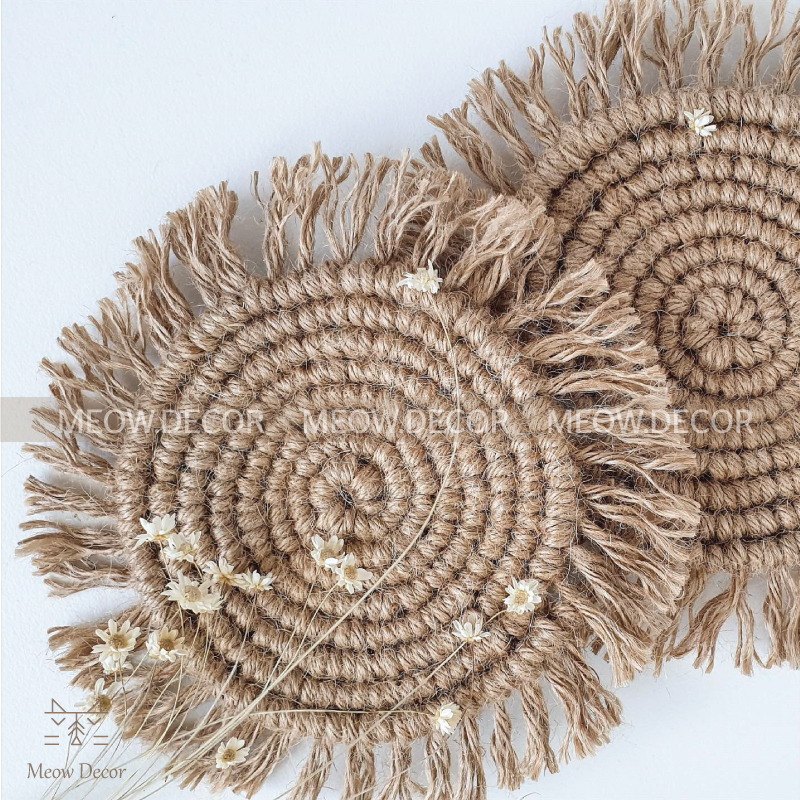 Lót ly thừng gai trang trí chụp ảnh, lót nến, phụ kiện decor phong cách vintage