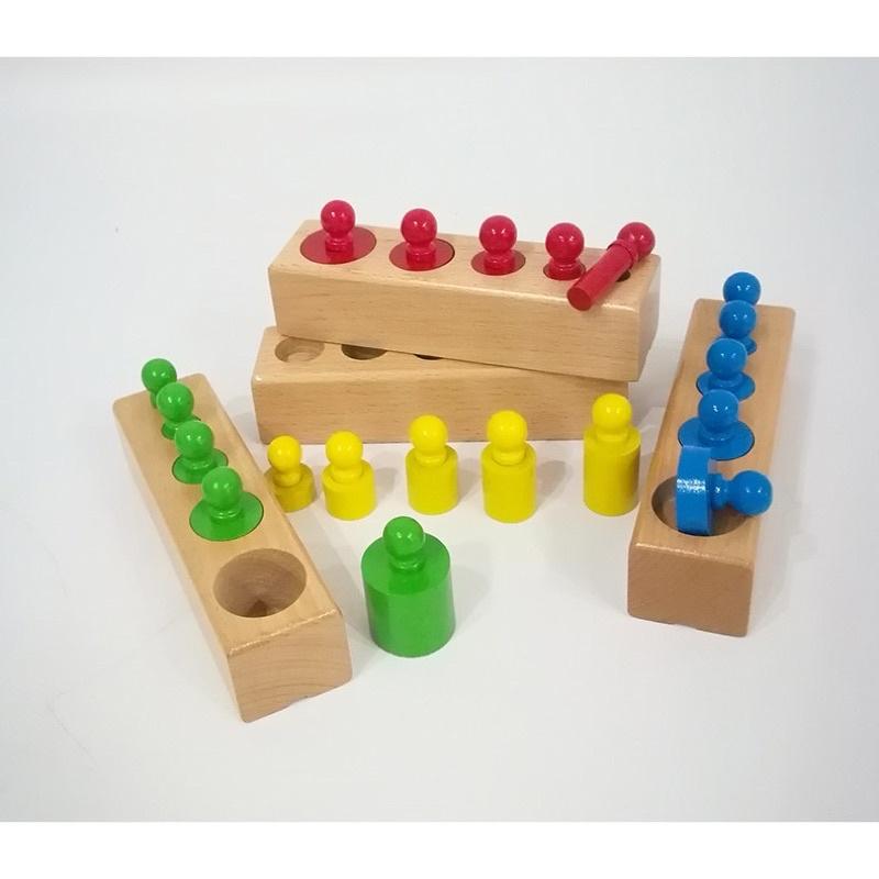 Bộ núm trụ màu - Núm trụ Montessori cho bé