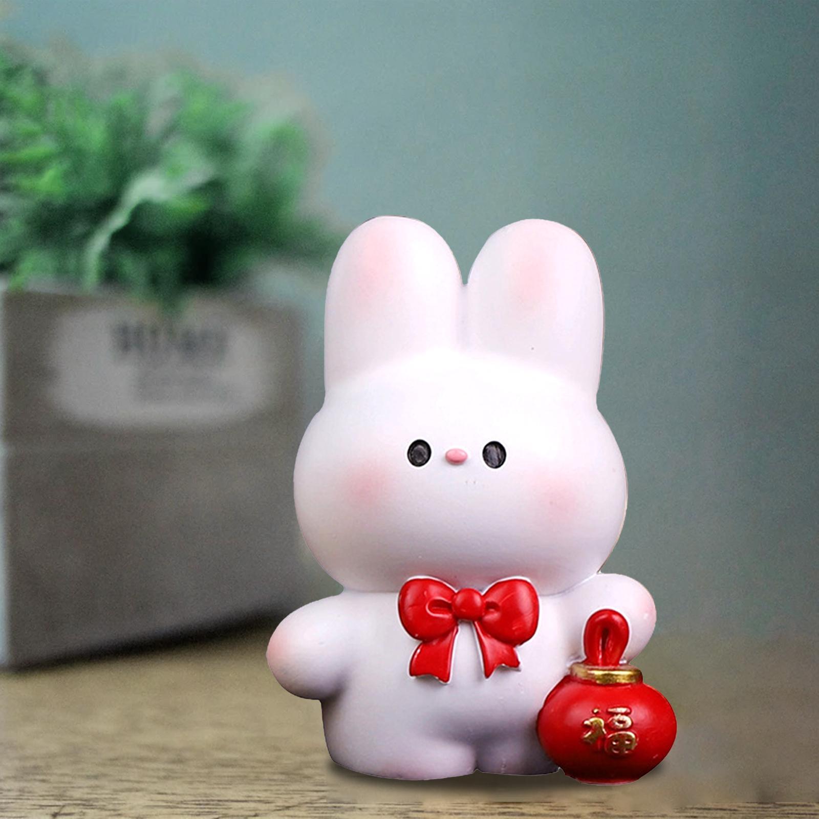 Resin Rabbit Figurine Car Dashboard Home Decor Rabbit Statue