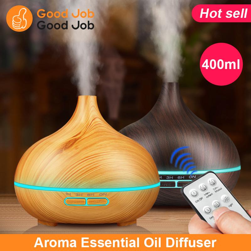 400Ml Tinh Máy Khuếch Tán Tinh Dầu Phun Sương Tạo Ẩm Không Khí Điều Khiển Từ Xa Nồi Cơm Điện Từ Máy Tạo Độ Ẩm Không Khí Với Hạt Gỗ Cho Văn Phòng Nhà