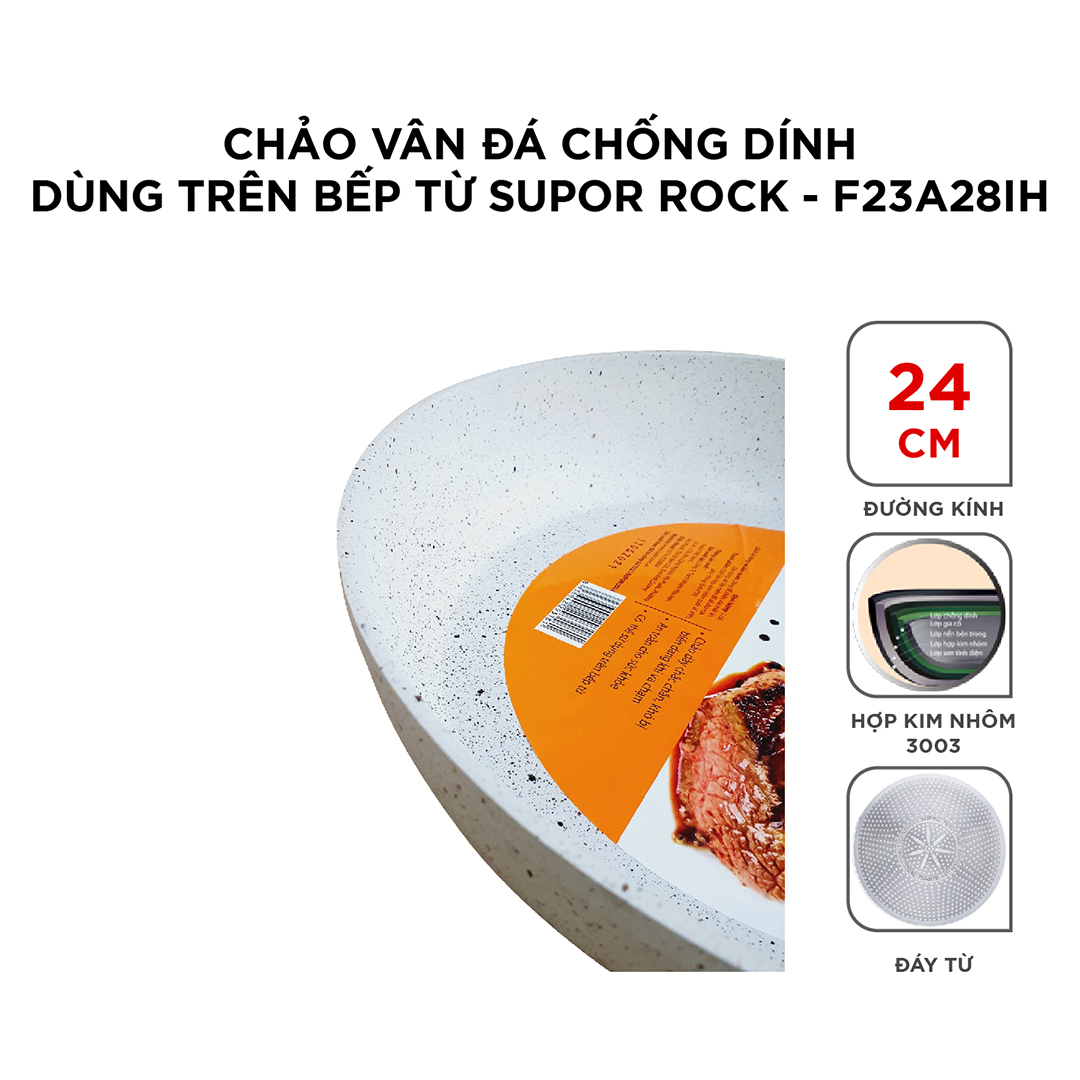 (HÀNG CHÍNH HÃNG) Chảo vân đá chống dính dùng trên bếp từ Supor Rock