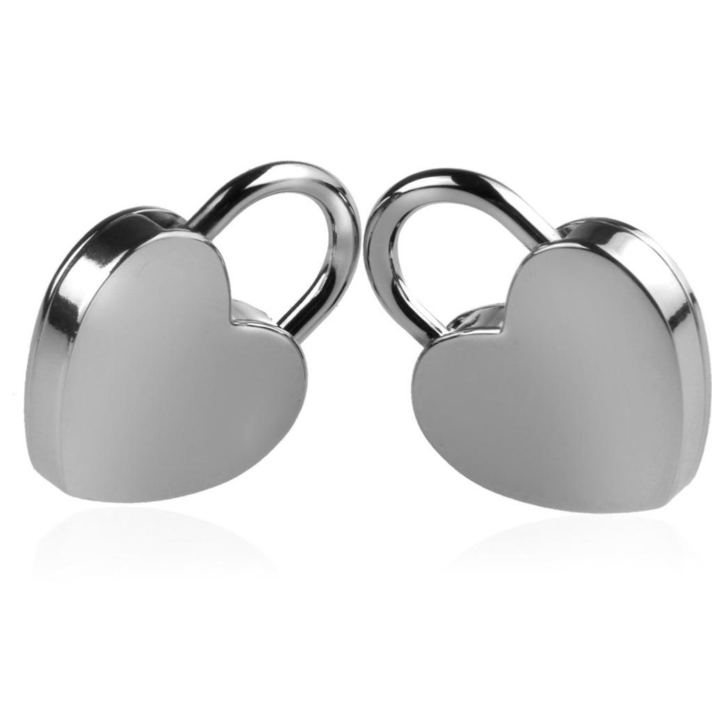 Retro Mini Móc Khóa Hình Trái Tim W/Phím Khóa Vali Nhỏ Nhật Ký Bạc 3