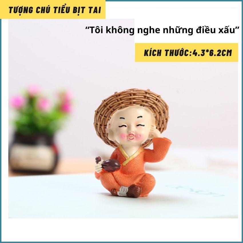 Bộ tượng 4 chú tiểu, tượng trang trí tạo hình chú tiểu mini