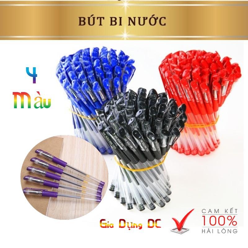 (Hàng Đẹp) Set 10 - 50 bút bi nước Văn Phòng, Học Sinh Tím - Đen - Xanh - Đỏ nét mảnh, mực đều, viết cực êm