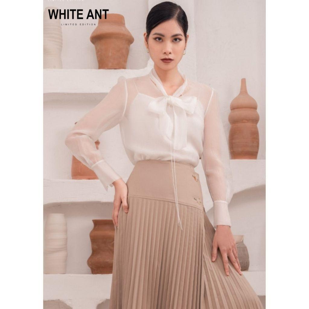 Áo Sơ Mi Nữ Công Sở Dài Tay WHITE ANT LIONNI SHIRT Thiết Kế Cổ Nơ, Chất Liệu Cupro Mềm Mịn 170300042.005