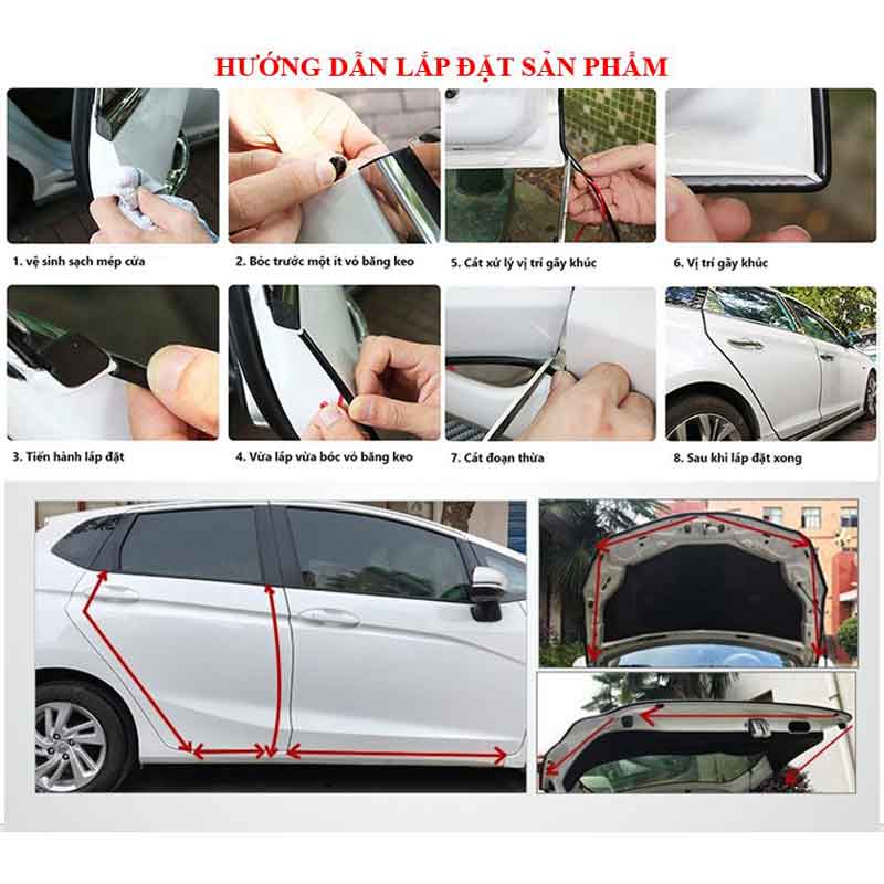 Viền Dán Cánh Cửa Ô Tô Bằng Cao Su Non Chống Va Chạm Trầy Xước 5M Siêu Mút