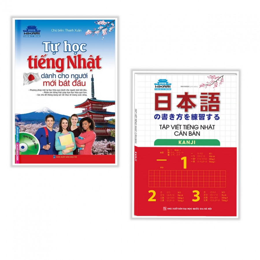 Combo Tự Học Tiếng Nhật Dành Cho Người Mới Bắt Đầu + Tập Viết Tiếng Nhật Căn Bản Kanji (Tủ sách học tốt tiếng Nhật/ Tặng kèm bookmark Happy Life)