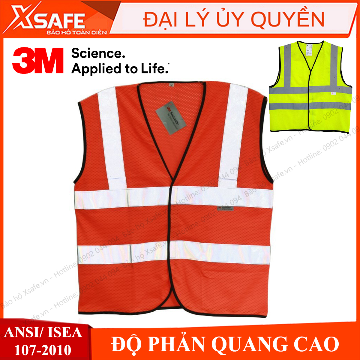 Áo phản quang 3M 8906 - áo lưới 3M thoáng có độ mỏng mát, độ phản sáng cao, lao động, chạy xe ban đêm - Chính hãng 3M