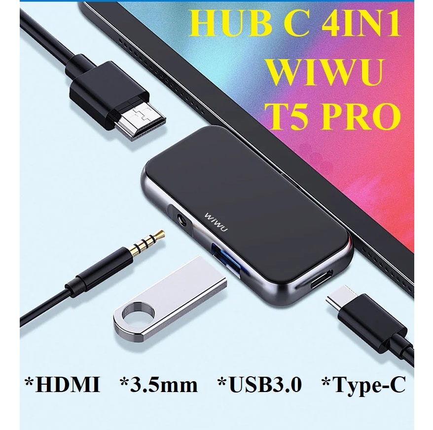 Hub C bộ chia cổng type_C đa năng 4 in 1 Wiwu Alpha T5 Pro _ Hàng chính hãng