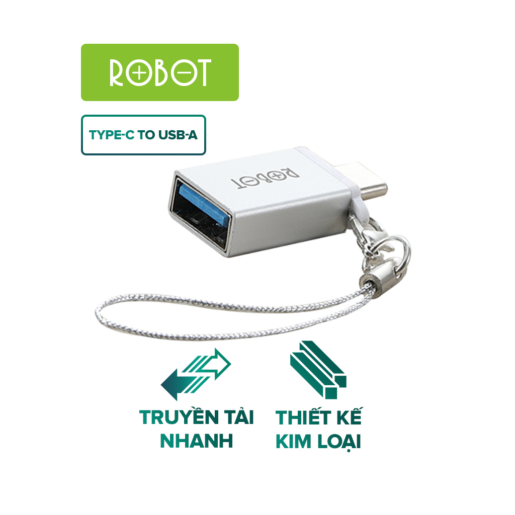 Đầu Chuyển Đổi OTG Các Cổng USB/TYPE-C/MICRO ROBOT - Chất Liệu Vỏ Kim Loại - Hàng Chính Hãng