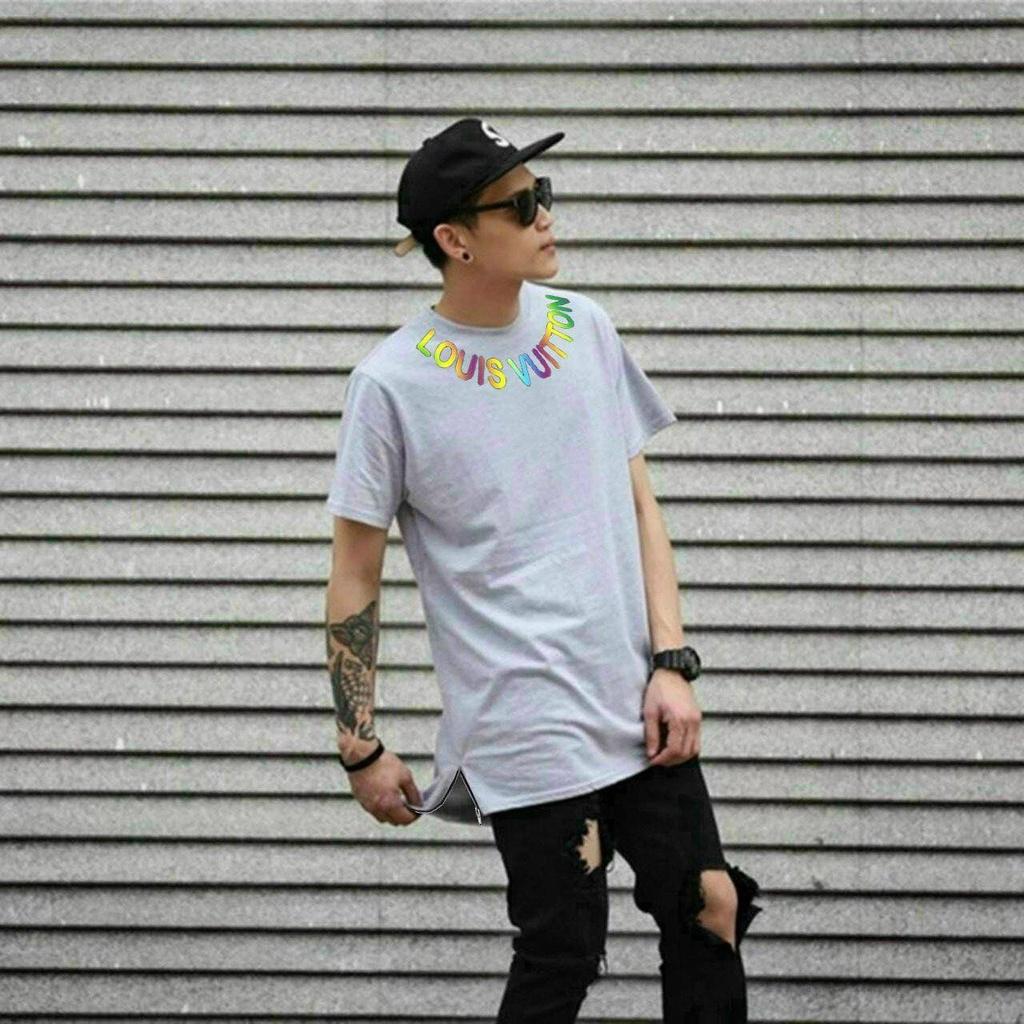 Áo thun lệch tà, áo unisex dành cho cả nam và nữ, chất thun cotton mềm mịn, in chữ phản quang cực đẹp