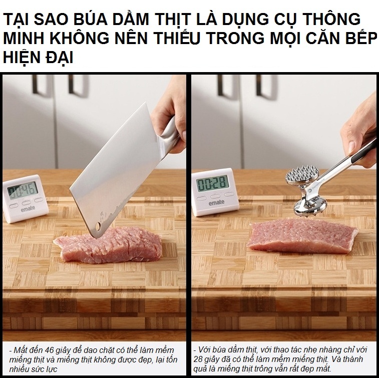 Búa đập thịt, tỏi, gừng, xả ... đa năng DandiHome cao cấp-Tiêu chuẩn quốc tế