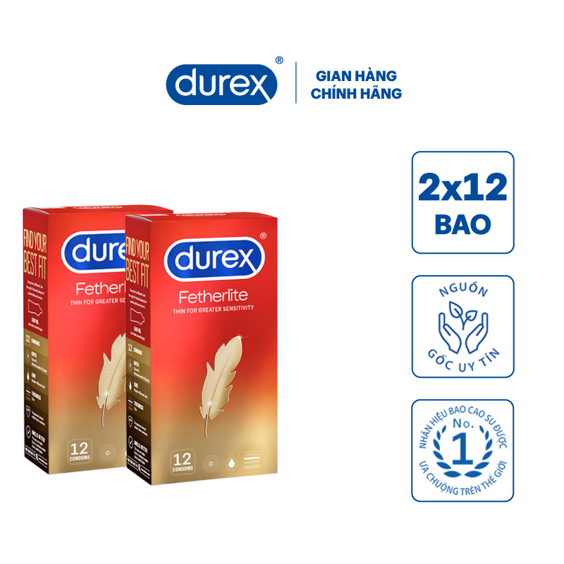 BỘ 2 HỘP BAO CAO SU DUREX FETHERLITE (HỘP 12 BAO)