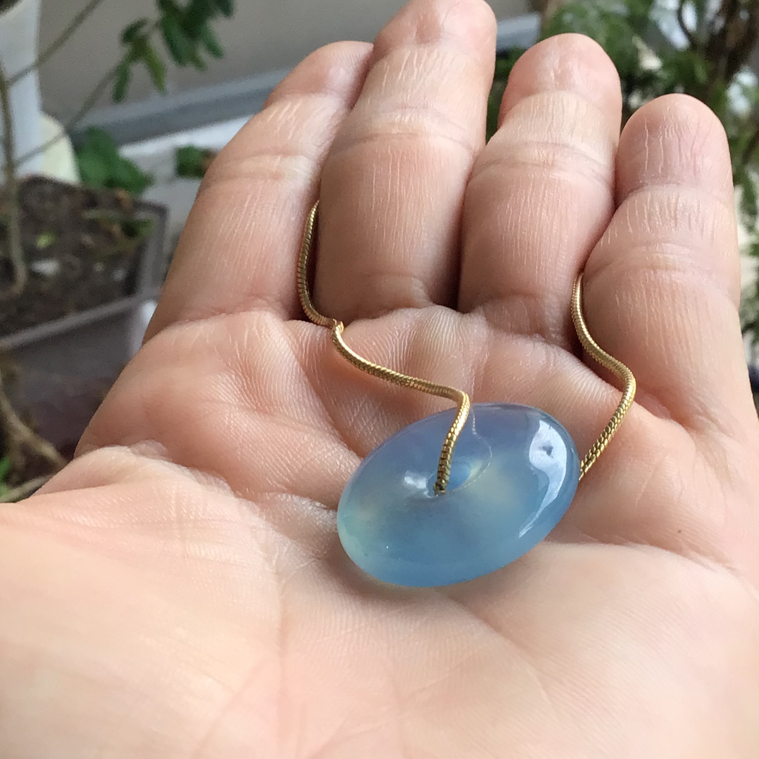 Vòng cổ Bạc và Đồng Điếu Aquamarine
