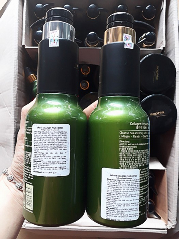 Bộ dầu gội/xả Sophia Collagen Repair phục hồi tóc hư tổn Hàn Quốc tặng kèm móc khoá