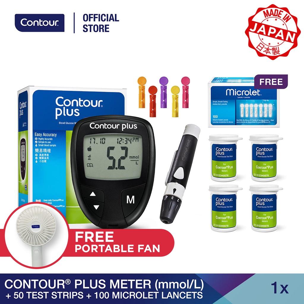 CONTOURPLUS Máy đo đường huyết (mmol/L) + 100 Que Thử đường huyết + 100 Kim lấy máu thử đường huyết