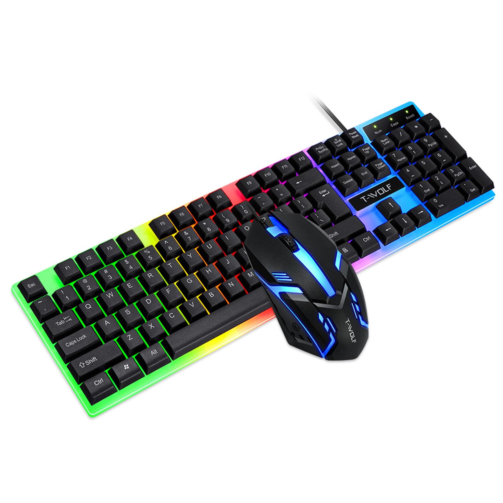 Bộ bàn phím và chuột chơi game có dây TF230 Đèn nền LED đầy màu sắc dành cho máy tính xách tay dành cho game thủ PC