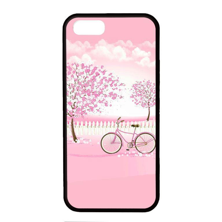Ốp lưng dành cho điện thoại Iphone 5/5s Xe Đạp Nền Hồng