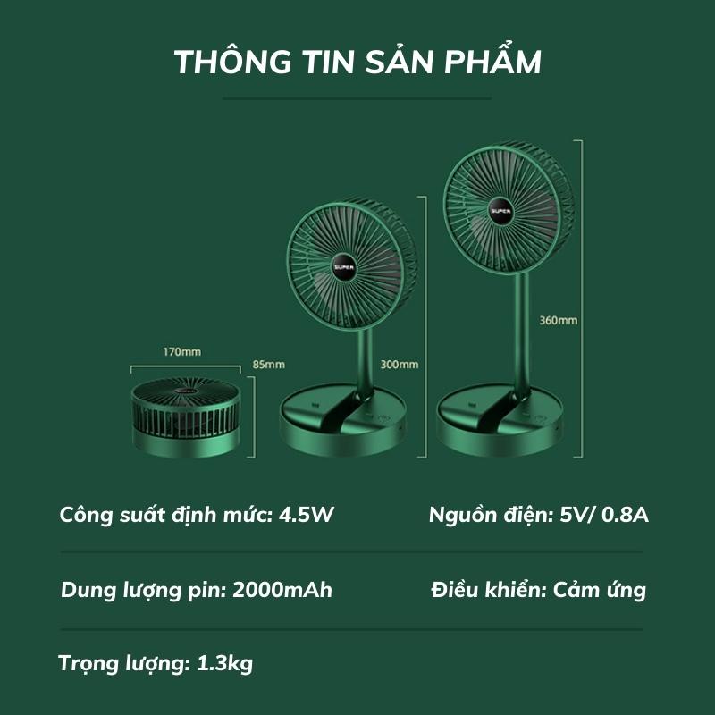 Quạt Tích Điện Mini Kèm GIÁ ĐỠ ĐIỆN THOẠI Để Bàn Cao Cấp