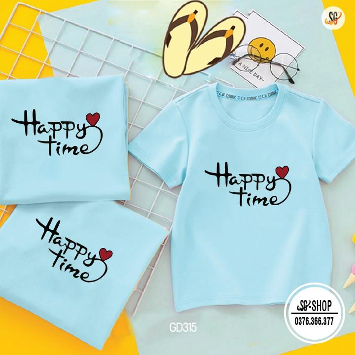 Áo Gia Đình Happy Time - Có Nhiều Màu - Thun Cotton (GD315BM