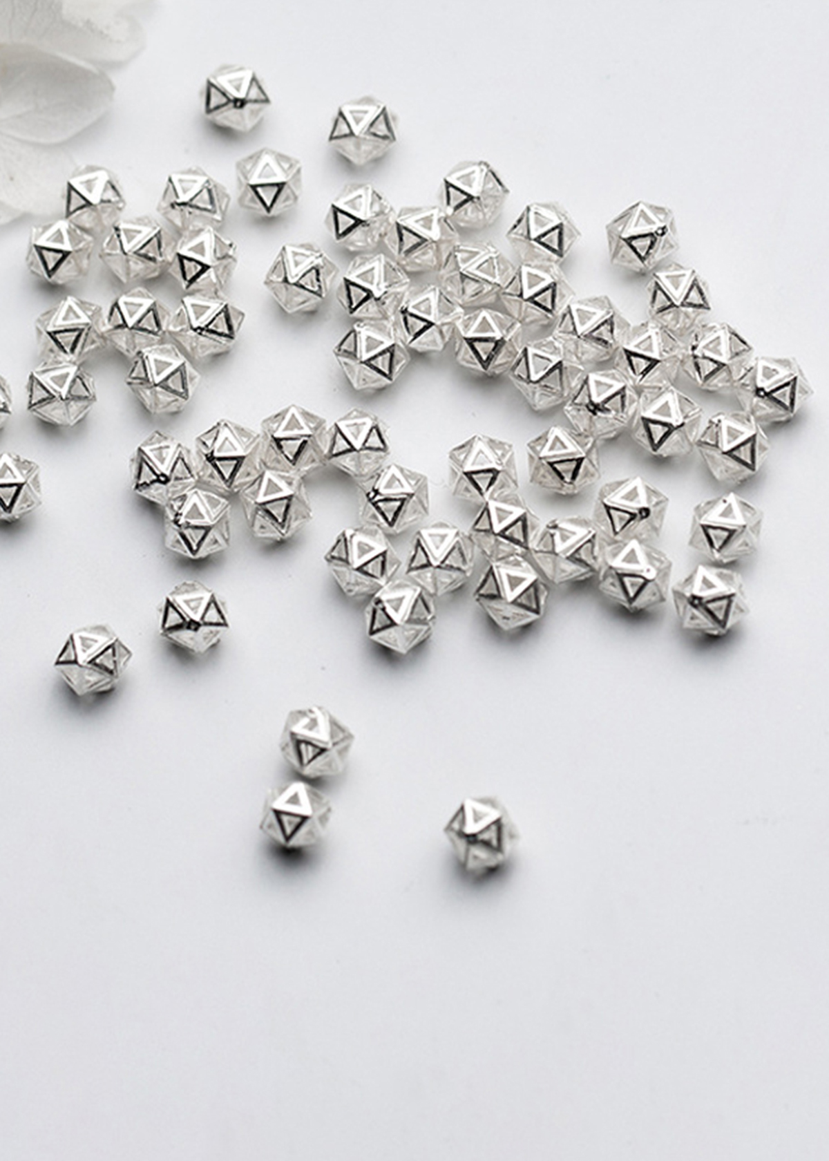 Combo 4 cái charm bạc chặn hạt hình đa giác xỏ ngang 2 - Ngọc Quý Gemstones