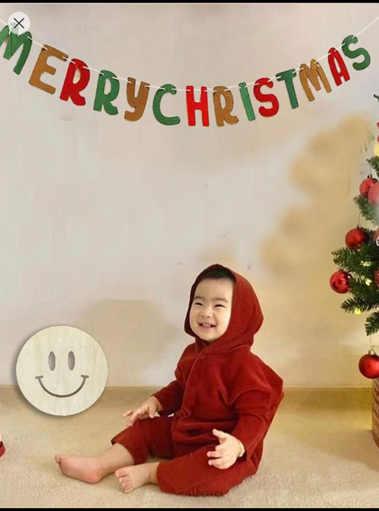 Dây chữ Merry Christmas nhiều màu sắc bằng vải dạ dài 1,5m chữ cao 14,5cm trang trí Giáng sinh Noel