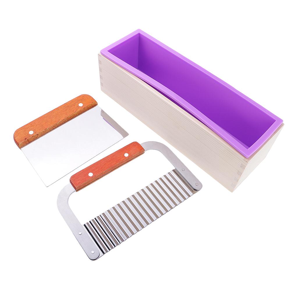 Rectangle Loaf Silicone Soap Making Mold with 2pcs Soap Cutter Slicer Tool
