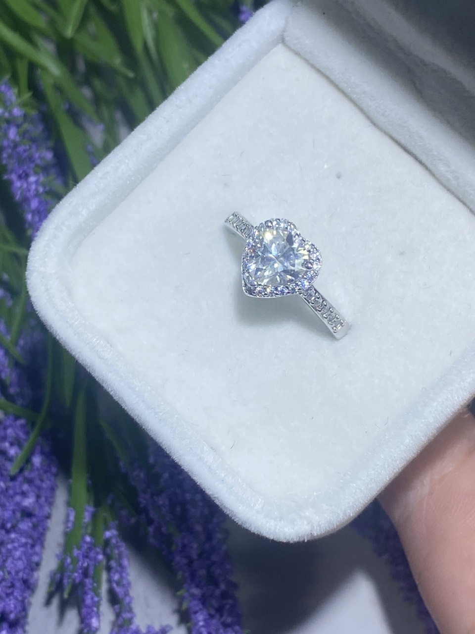 Phụ kiện đeo ngón tay Bạc 925 Kim cương nhân tao Moissanite 1.0carat 6.5mm