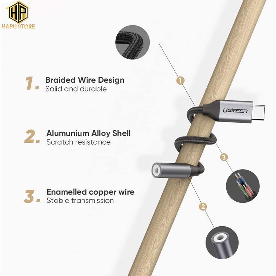 Cáp chuyển USB Type C to 3.5mm Ugreen 30632 dài 10cm chính hãng - Hàng Chính Hãng