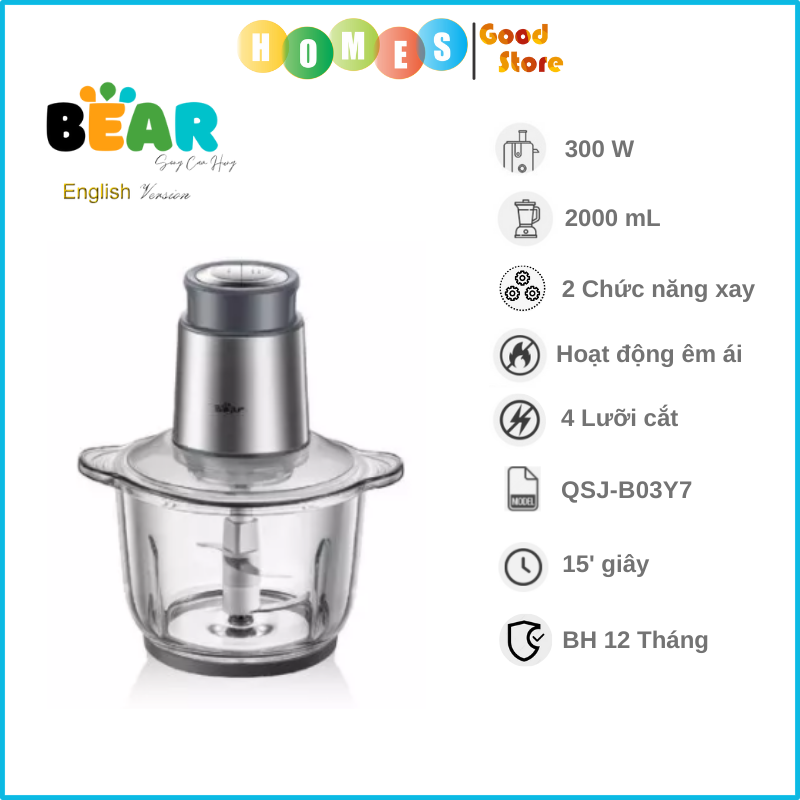 Máy Xay Thịt BEAR QSJ-B03Y7 - Hàng Chính Hãng