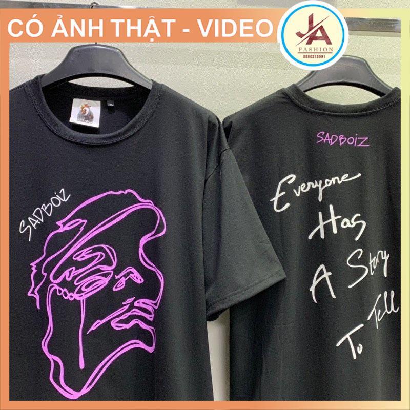 Áo thun nam nữ unisex form rộng SADBOIZ chất cotton co dãn , áo phông tay lỡ hotrend mặt tím phong cách hàn quốc